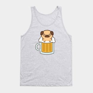 Cute and Kawaii Adorable Pug With Beer Tank Top